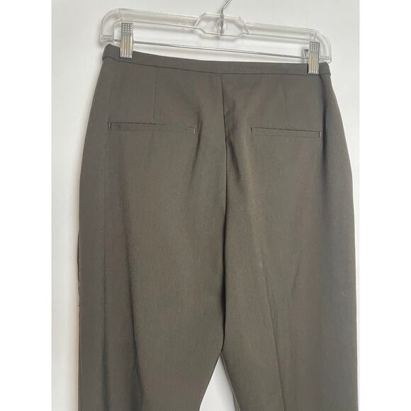 H&M Dress Pants Womens Size 6 Brown Green Flat Front Straight Leg Trousers - Picture 7 of 14